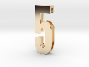 Choker Slide Letters (4cm) - Number 5 in 14k Gold Plated Brass