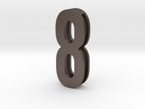 Choker Slide Letters (4cm) -Number  8 in Polished Bronzed Silver Steel