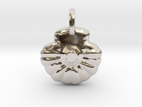 Shell Pendant Charm in Rhodium Plated Brass