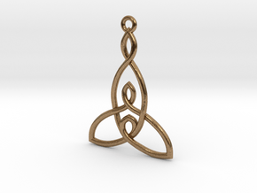 Mother and Two Children Knot Pendant in Natural Brass