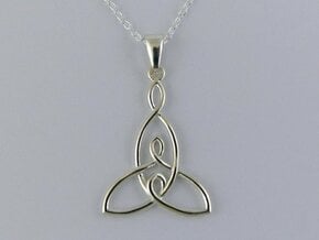 Mother and Two Children Knot Pendant in Polished Silver