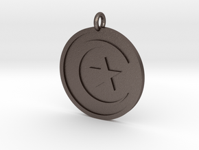Star & Crescent Pendant in Polished Bronzed Silver Steel