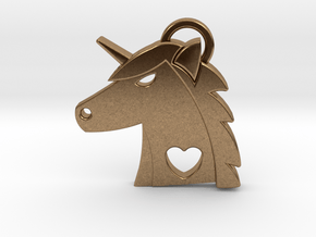 Unicorn Head Pendant in Natural Brass