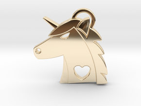 Unicorn Head Pendant in 14K Yellow Gold