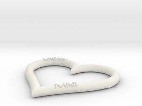 HEART NAME in White Natural Versatile Plastic