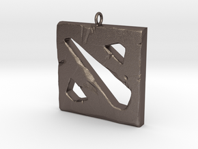 DOTA 2 Polygonal Logo Pendant Keychain Necklace in Polished Bronzed Silver Steel