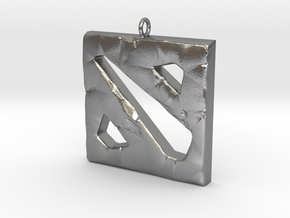 DOTA 2 Polygonal Logo Pendant Keychain Necklace in Natural Silver