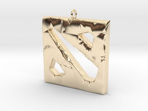 DOTA 2 Polygonal Logo Pendant Keychain Necklace in 14k Gold Plated Brass