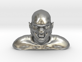 3D Ogre Bust in Natural Silver