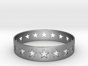 Stars Around (5 points, cut through, thin) - Ring in Natural Silver: 7 / 54