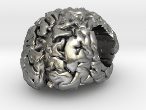 Brain European Charm Bracelet Bead in Natural Silver