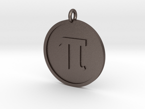 Pi Pendant in Polished Bronzed Silver Steel