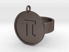 Pi Ring in Polished Bronzed Silver Steel: 8 / 56.75