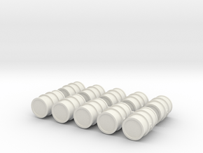 1/56th scale Oildrums (10 pcs) in White Natural Versatile Plastic