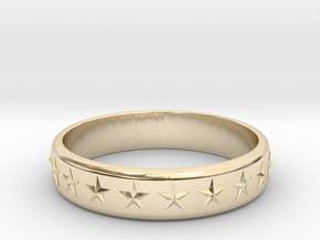 Stars Around (5 points, embossed, thick) - Ring in 14K Yellow Gold: 6 / 51.5