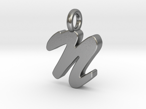 N - Pendant 2mm thk. in Natural Silver