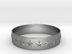 Stars Around (5 points, embossed, thin) - Ring in Natural Silver: 6 / 51.5