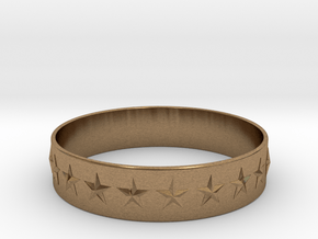 Stars Around (5 points, embossed, thin) - Ring in Natural Brass: 6 / 51.5
