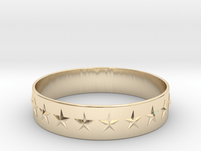 Stars Around (5 points, embossed, thin) - Ring in 14K Yellow Gold: 6 / 51.5