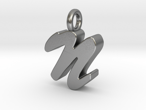 N - Pendant 3mm thk. in Natural Silver
