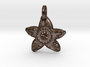 Starfish Charm Pendant in Polished Bronze Steel