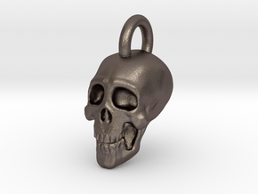 Skull Pendant in Polished Bronzed Silver Steel