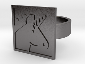 Unicorn Ring in Polished Nickel Steel: 10 / 61.5