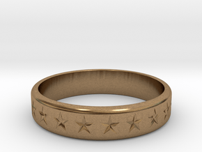 Stars Around (5 points, engraved, thick) - Ring in Natural Brass: 6 / 51.5