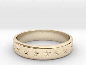 Stars Around (5 points, engraved, thick) - Ring in 14K Yellow Gold: 6 / 51.5