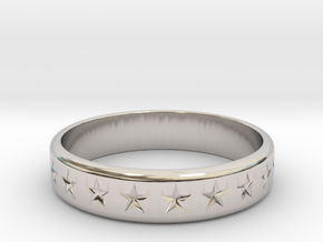 Stars Around (5 points, engraved, thick) - Ring in Platinum: 6 / 51.5