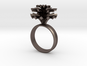 Fireworks Ring in Polished Bronzed Silver Steel