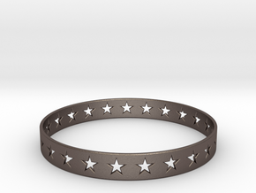 Stars Around (5 points, cut through) - Bracelet in Polished Bronzed Silver Steel: Small