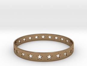 Stars Around (5 points, cut through) - Bracelet in Natural Brass: Small