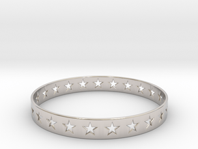 Stars Around (5 points, cut through) - Bracelet in Rhodium Plated Brass: Small