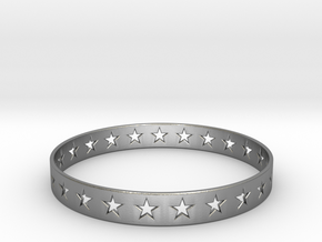 Stars Around (5 points, cut through) - Bracelet in Natural Silver: Small