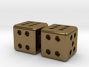 Tiny Metal Dice Set - Micro D6 in Polished Bronze