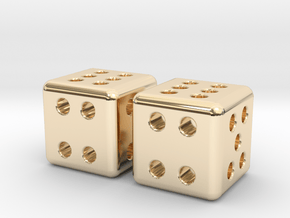 Tiny Metal Dice Set - Micro D6 in 14k Gold Plated Brass