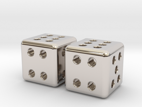 Tiny Metal Dice Set - Micro D6 in Rhodium Plated Brass