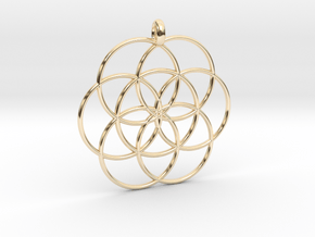 Flower of Life - Hollow Pendant in 14K Yellow Gold