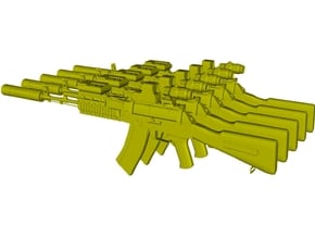 1/48 scale Avtomat Kalashnikova AK-74 rifles x 5 in Tan Fine Detail Plastic