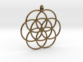 Flower of Life - Hollow Pendant in Polished Bronze