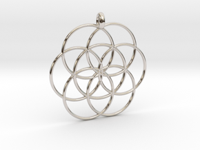 Flower of Life - Hollow Pendant in Rhodium Plated Brass