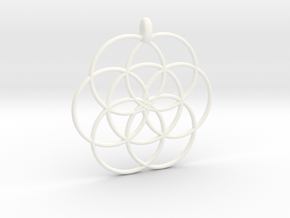 Flower of Life - Hollow Pendant in White Processed Versatile Plastic