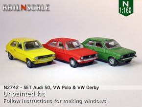SET Audi 50, VW Polo & VW Derby (N 1:160) in Smooth Fine Detail Plastic