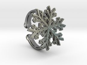 Snowflake Ring 1 d=16.5mm Adjustable h35d165a in Fine Detail Polished Silver