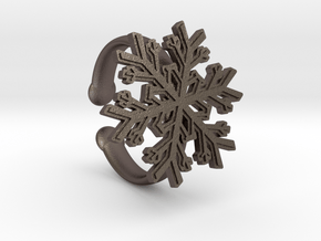 Snowflake Ring 1 d=16.5mm Adjustable h35d165a in Polished Bronzed Silver Steel