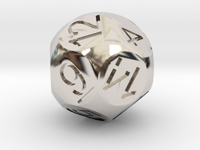 D14 Sphere Dice in Rhodium Plated Brass