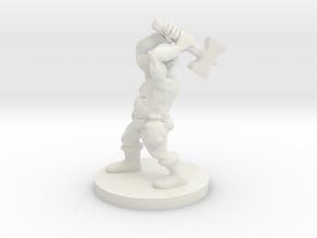 Dwarf Barbarian with Warhammer in White Natural Versatile Plastic