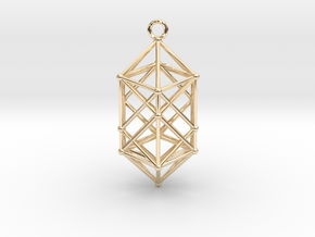 Hyperdiamond projection of 24 cell Octoplex 50mm in 14k Gold Plated Brass