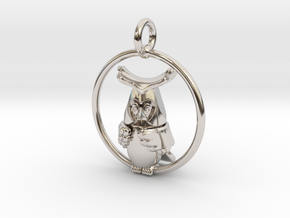 Owl pendant  in Rhodium Plated Brass